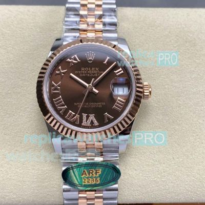 ARF Medium 31mm Rolex Datejust Swiss 2236 Brown Face Watch Jubilee Bracelet 